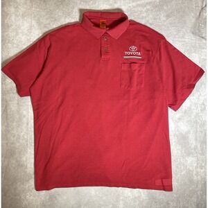 Toyota Red Kap Work Polo Shirt Mens 2XL Red Embroidered Short Sleeve Cotton